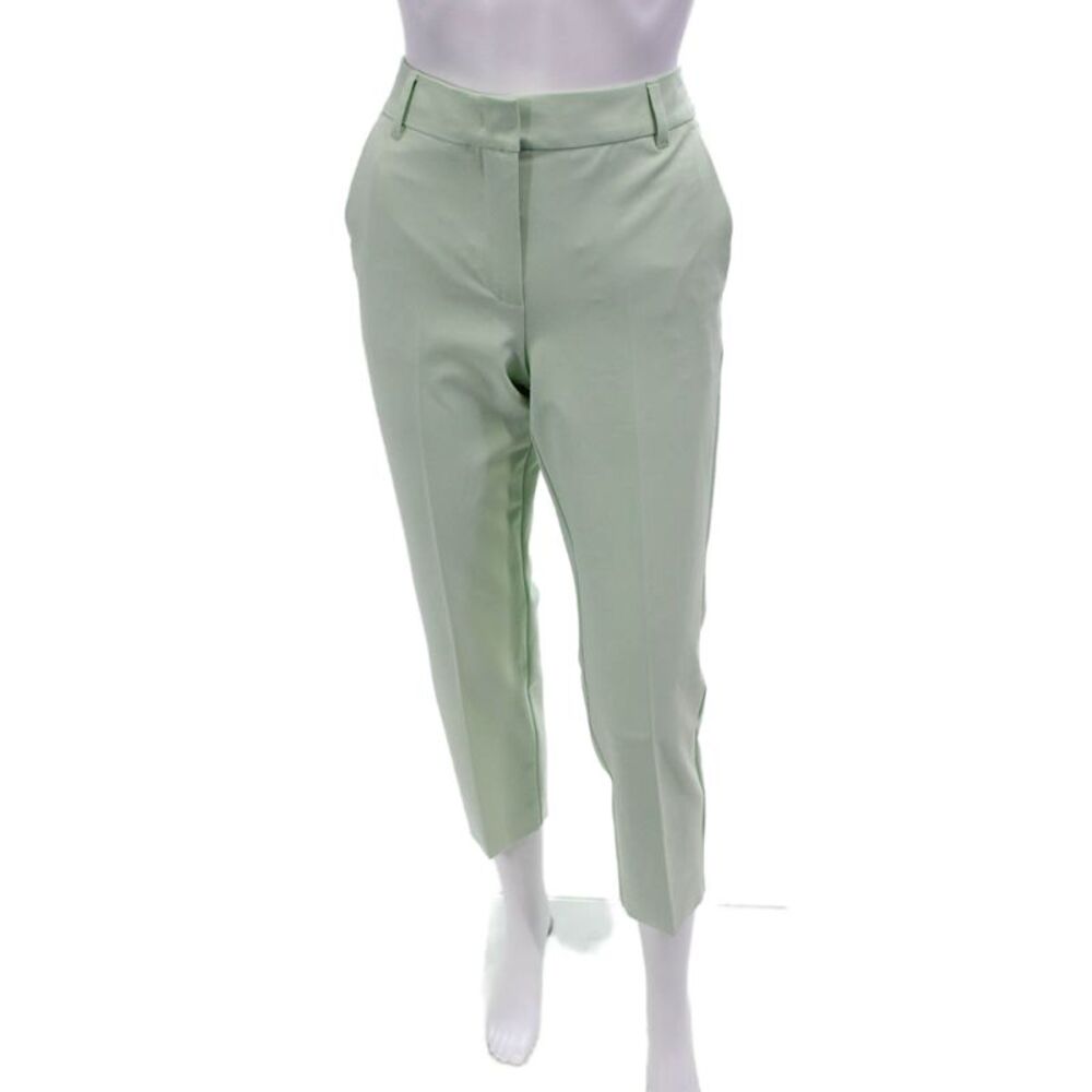 Marella Womens Zippered Mid-Rise Tapered Dress Pants Solid Green Size 0